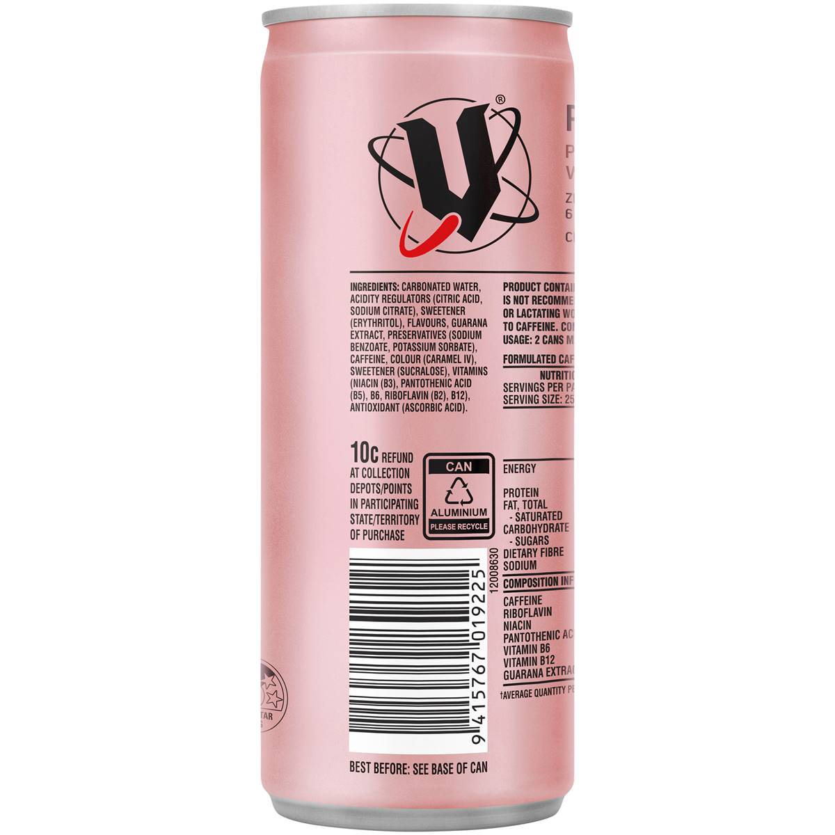 V Energy Refresh Pineapple & Watermelon Zero Sugar Can 250ml