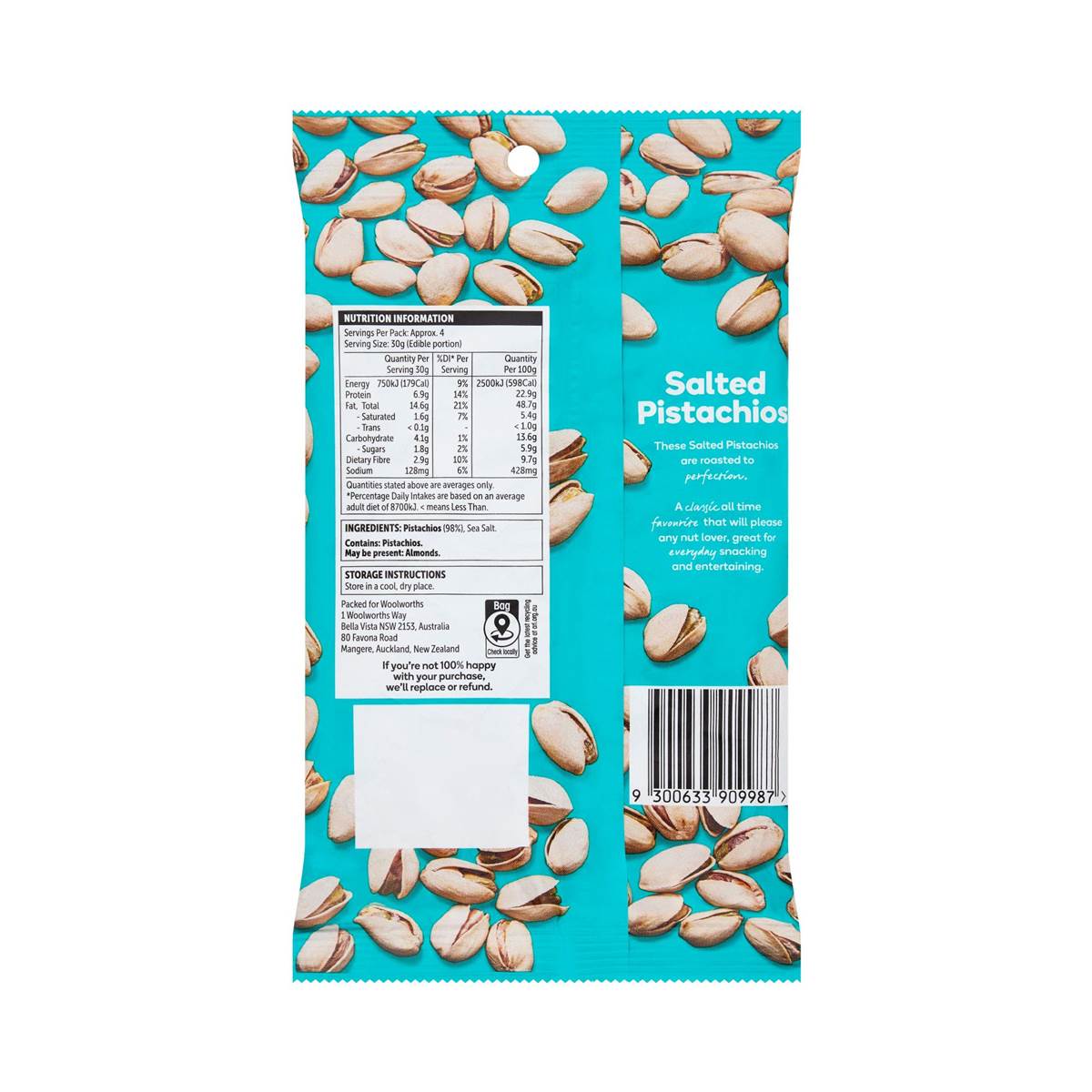 Woolworths Salted Pistachios 250g