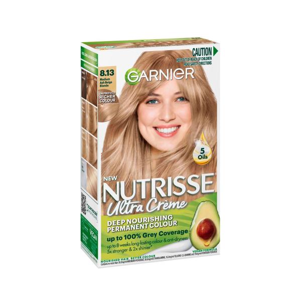 GARNIER NUTRISSE HAIR COLOUR 8.13 MEDIUM ASH BLONDE 1 PACK