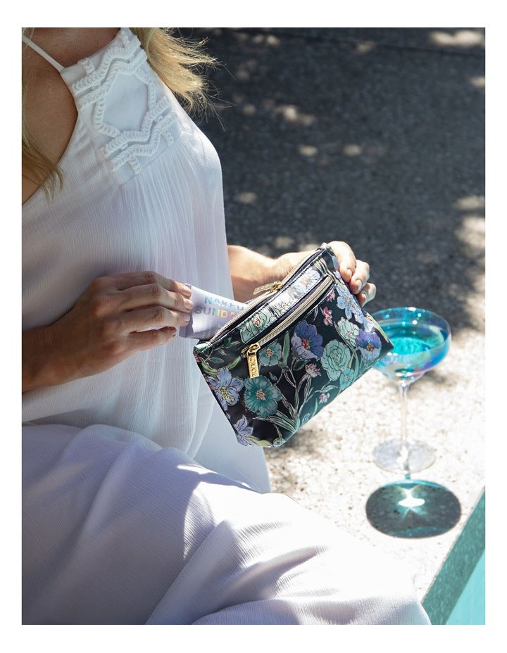 Small Cosmetic Bag in Fleur Ink