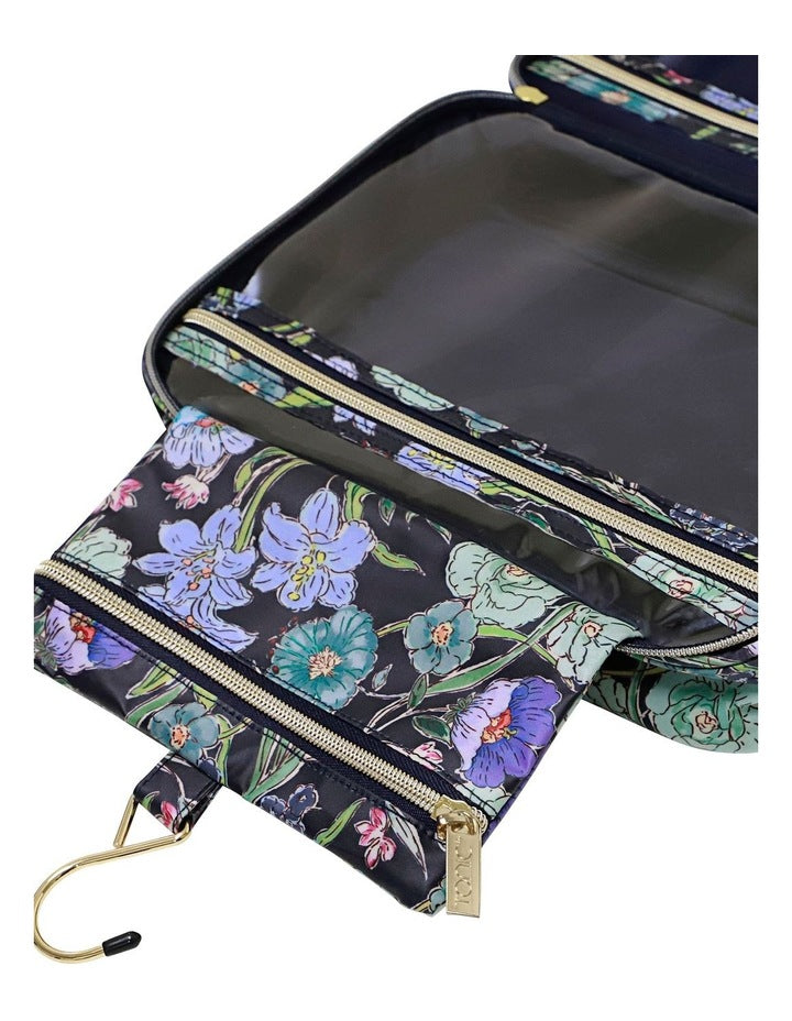 Hanging Cosmetic Bag in Fleur Ink