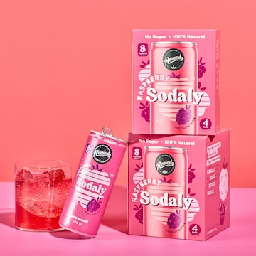 Remedy Raspberry Sodaly Prebiotic Soda No Sugar Cans 250mL x 4 pack
