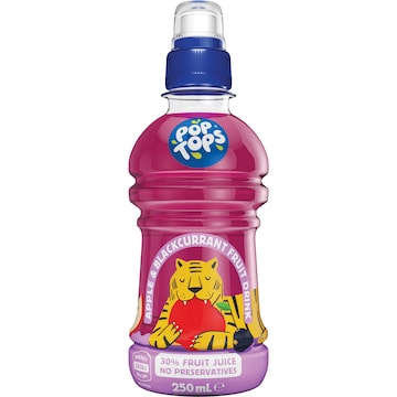 Pop Tops Fruit Drink Apple Blackcurrant Poppers 250mL x 6 pack