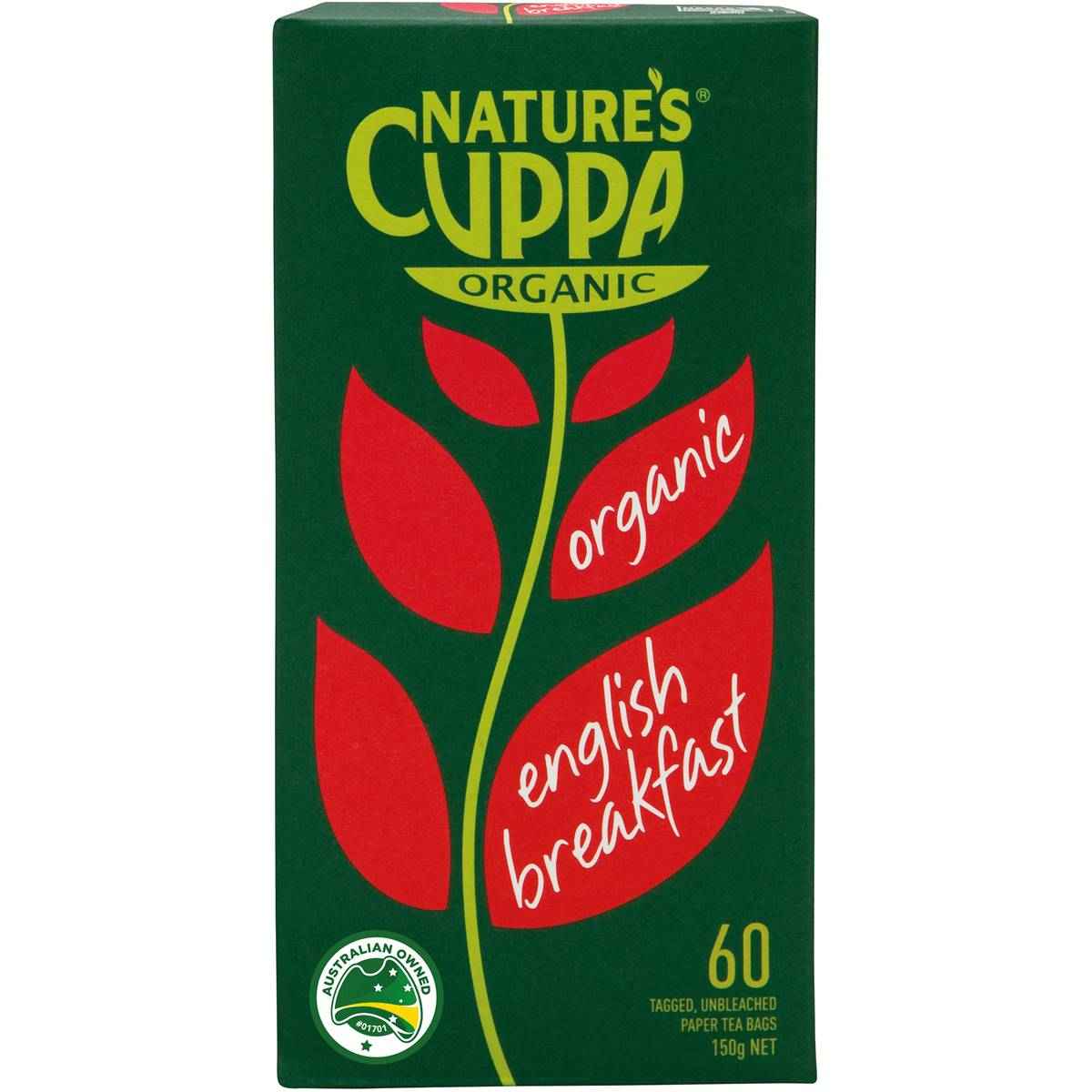 Nature's Cuppa English Breakfast Tea Bags 60 Pack 150g (Sale)