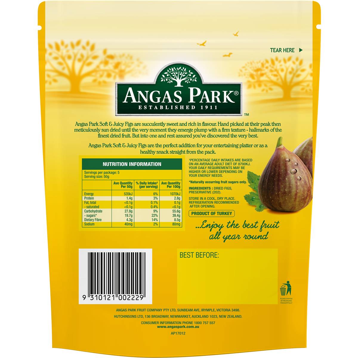 Angas Park Soft n' Juicy Figs 250g