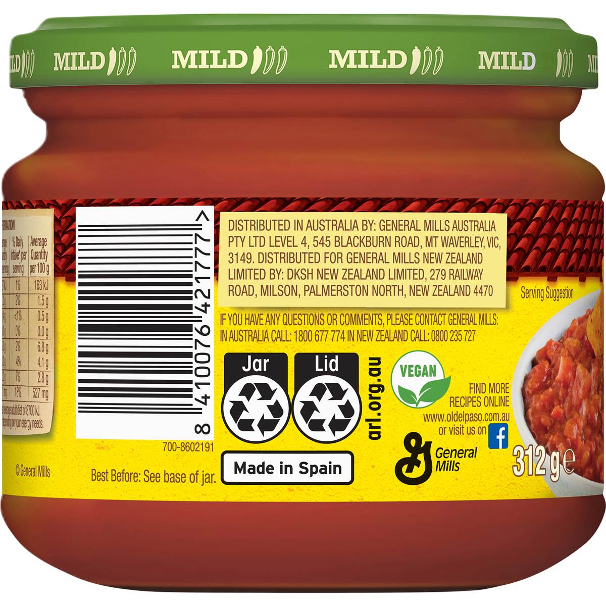 Old El Paso Chunky Salsa Dip Mild Mild 312g
