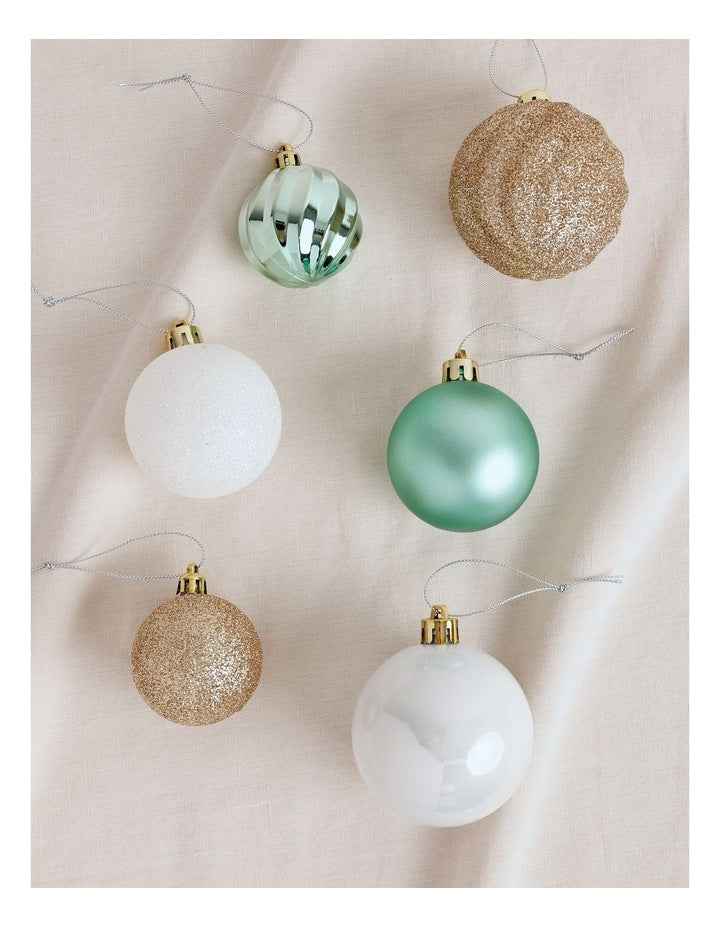 Eucalyptus Christmas 100pk Shatterproof Ornaments in Asst. Colours & Size