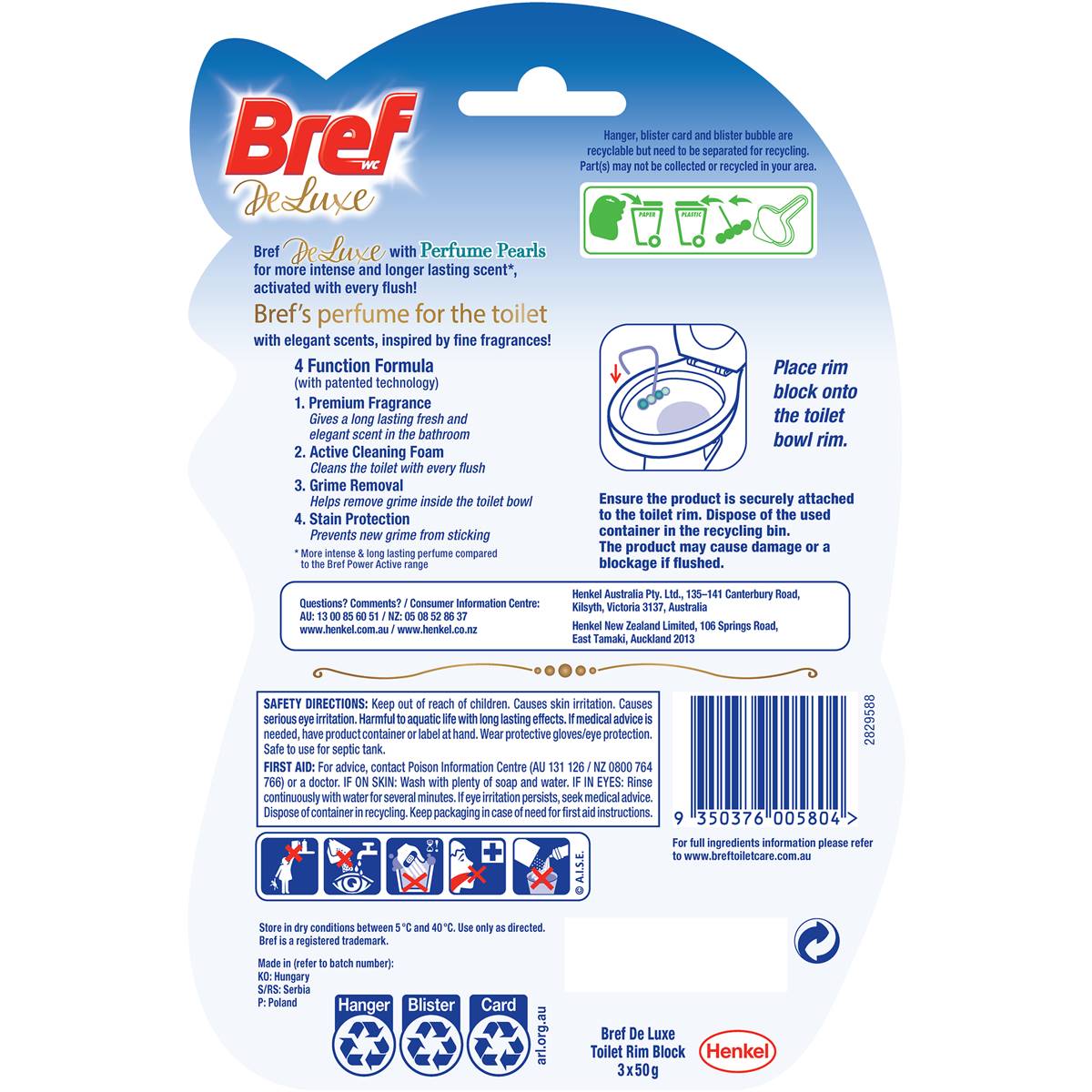Bref Deluxe Lovely Jasmine Toilet Cleaner Block 50g x 3 pack