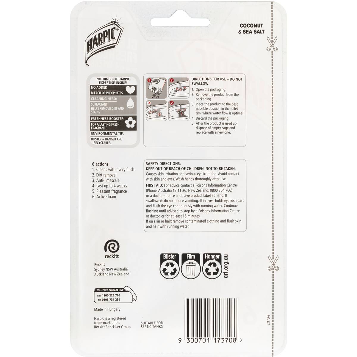 Harpic Fresh Power Coconut & Sea Salt Toilet Cleaner Block 2 pack