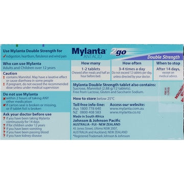 Mylanta 2Go Antacid Double Strength Chewable Tablets Lemon Mint 24 pack