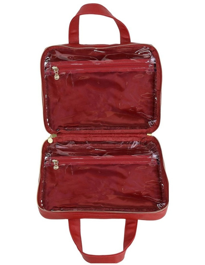 Premium Large Hold All Cosmetic Bag in Red