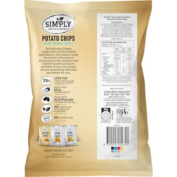 Simply Sour Cream & Chives 25% Less Fat Potato Chips Share Pack 120g
