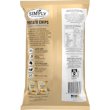Simply Sea Salt & Cracked Pepper 25% Less Fat Potato Chips 120g