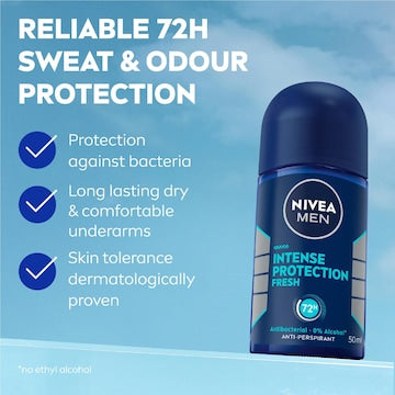 Nivea MEN Intense Protection Fresh 72hr Roll On Deodorant 50mL