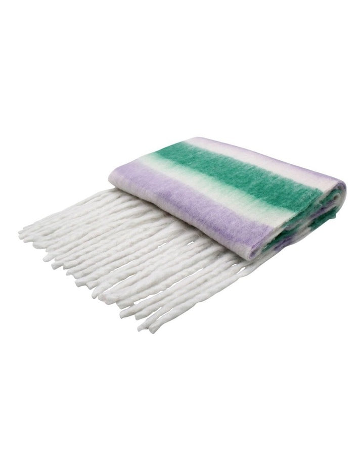 Jenna Chunky Striped Winter Scarf in Green