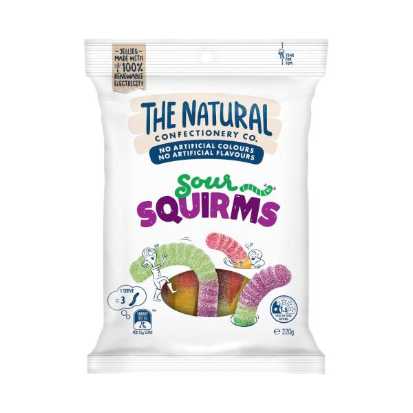 THE NATURAL CONFECTIONERY CO. SOUR SQUIRMS LOLLIES