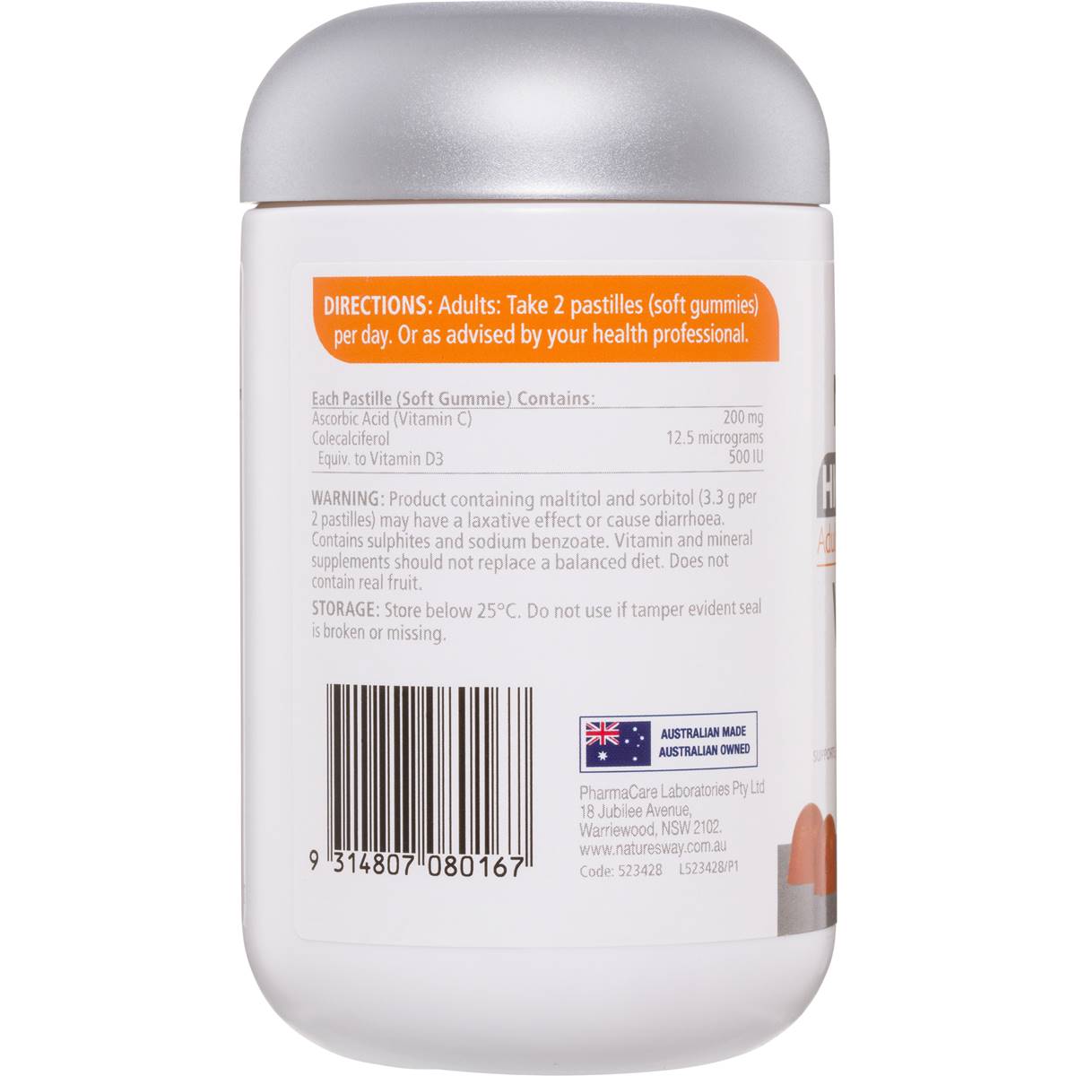 Nature's Way High Strength Vitamin C + Vitamin D Adult Vita Gummies 65 pack