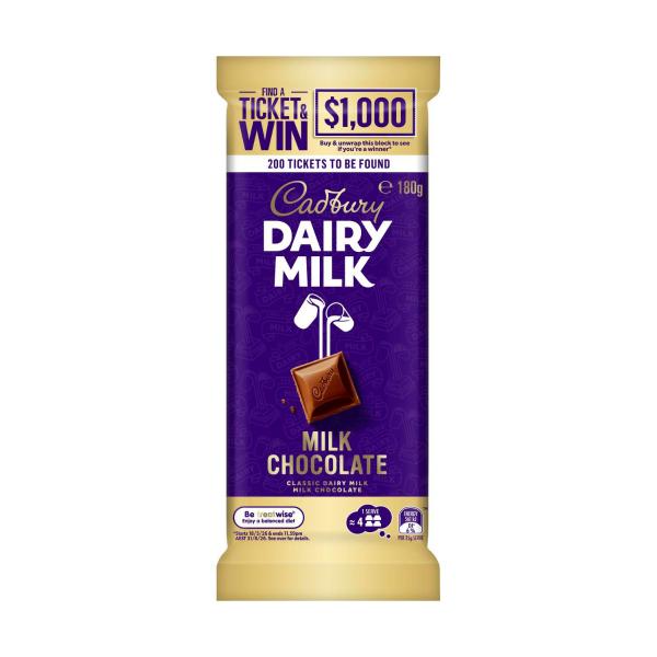 CADBURY FAMILY BLOCK CHOCOLATE:DAIRY MILK:.:180 GRAM
