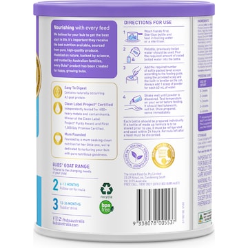 Bubs Goat Infant Formula Stage 1 800g