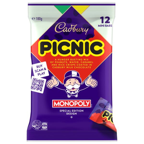 CADBURY PICNIC CHOCOLATE SHAREPACK 12 PACK 180G