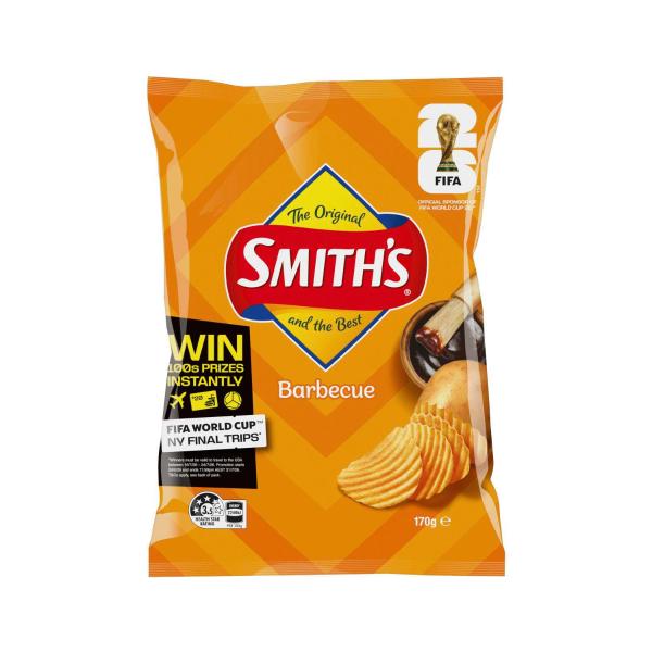 SMITHS CRINKLE CUT POTATO CHIPS:CRINKLE BBQ:.:170 GRAM