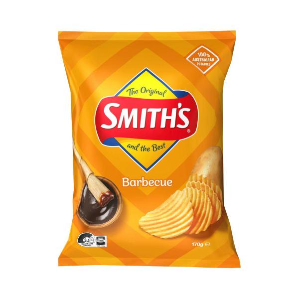 SMITHS CRINKLE CUT POTATO CHIPS:CRINKLE BBQ:.:170 GRAM