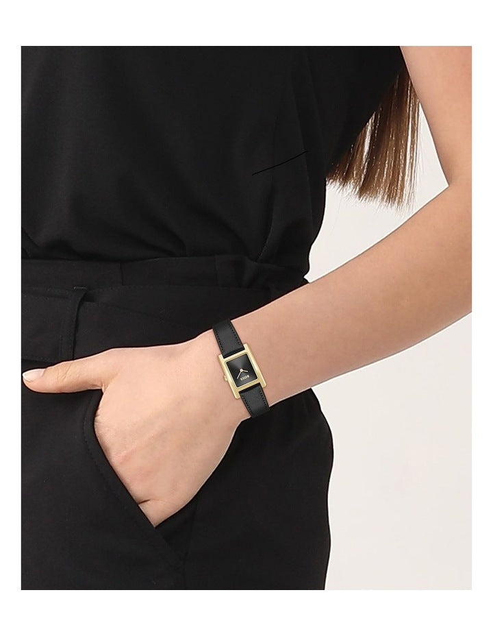 Lucy Leather Dial Watch in Black