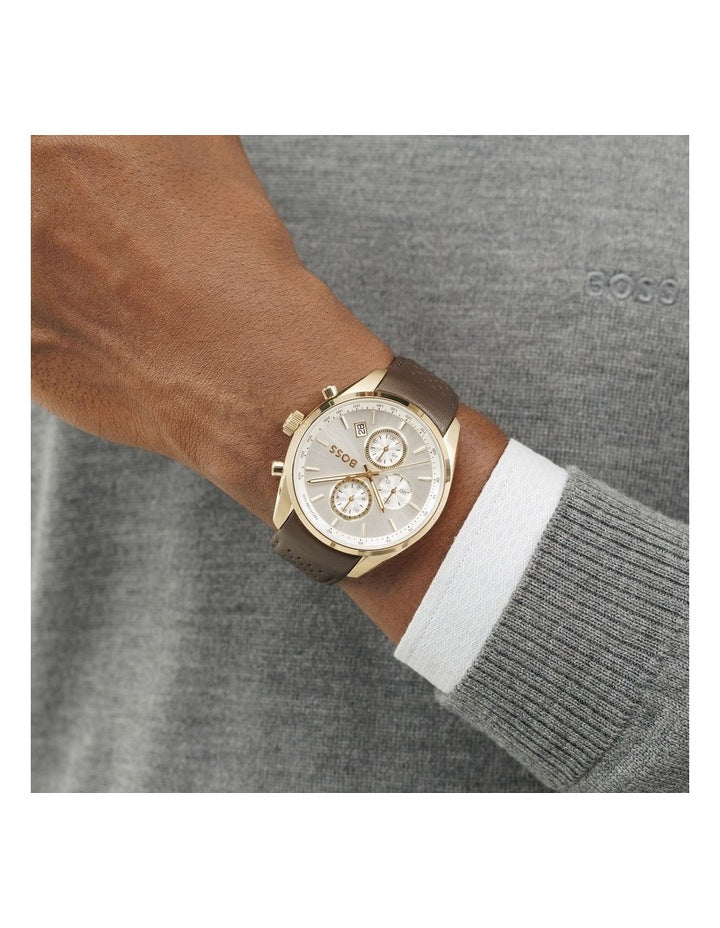 Grand Prix 44 Leather Dial Watch in White