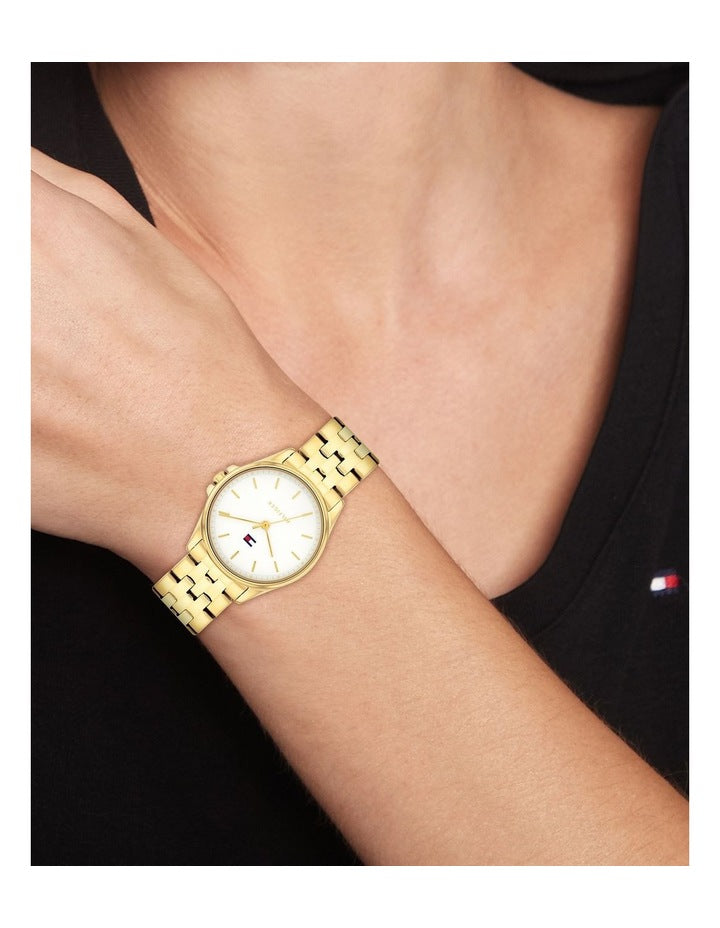 Jade Ionic Plated Thin Steel Watch in White