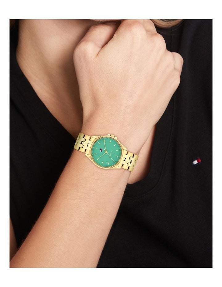 Jade Ionic Plated Thin Steel Watch in Green