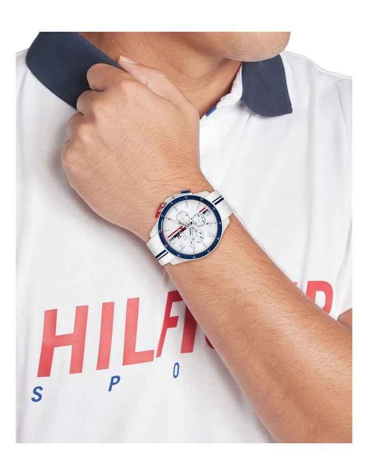 Bank Silicone Watch in Silver White