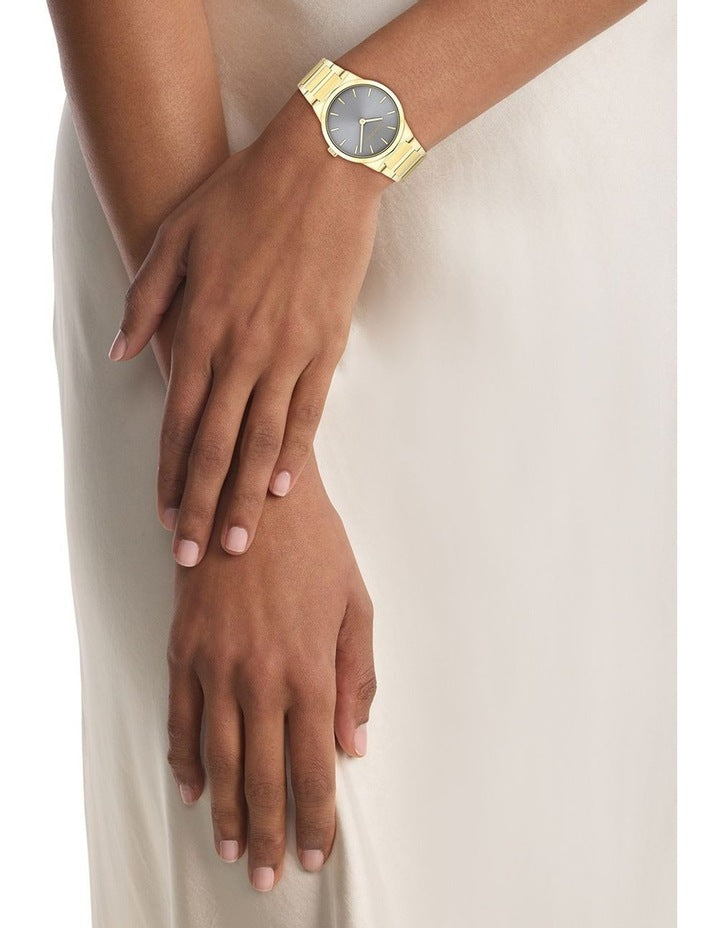 Linear Elegance Ionic Plated Thin Steel Watch in Grey