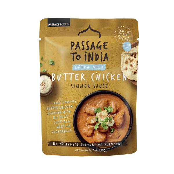 PASSAGE TO INDIA EXTRA MILD BUTTER CHICKEN SIMMER SAUCE 375G