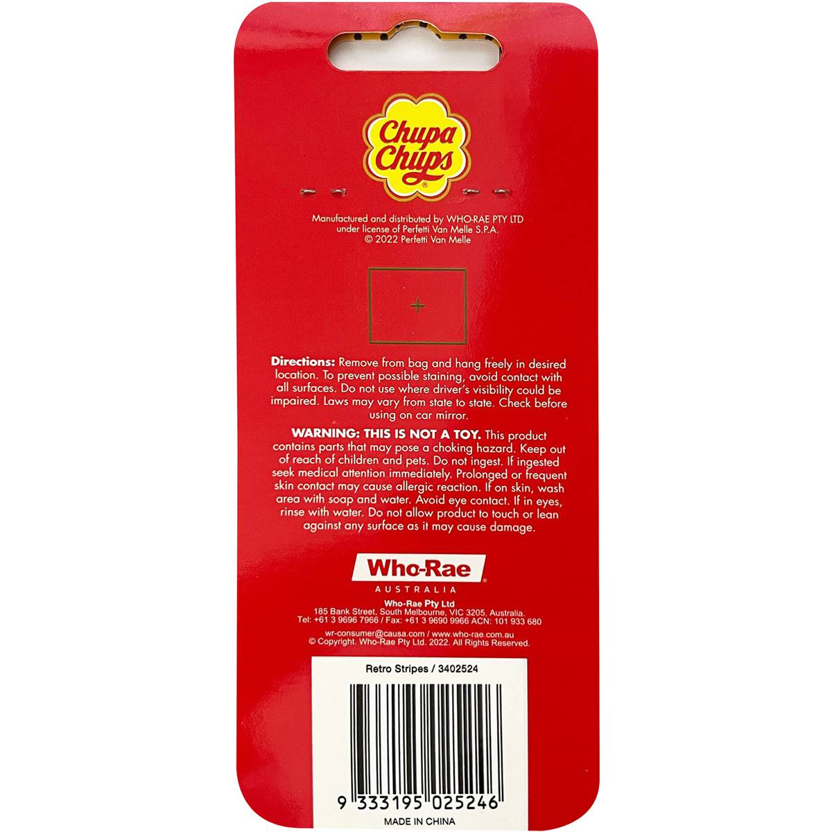 Chupa Chups Hanging Air Freshener Vanilla Each