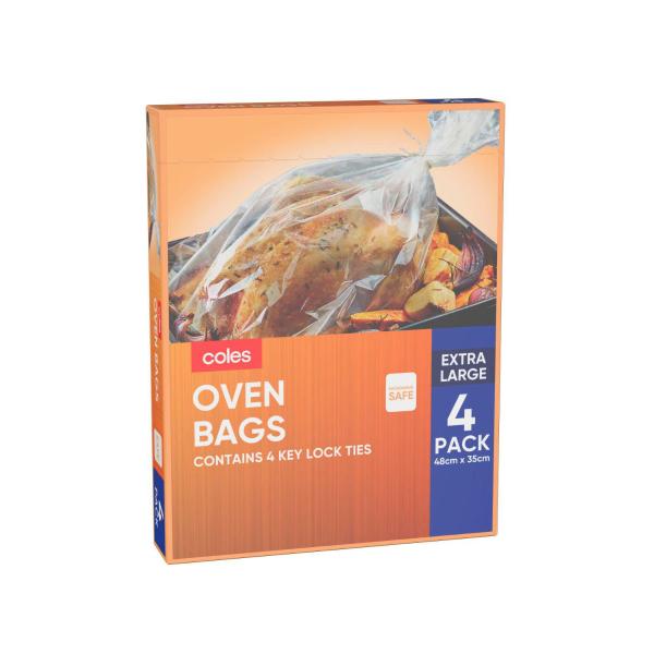 COLES OVEN BAGS XL 4 PACK
