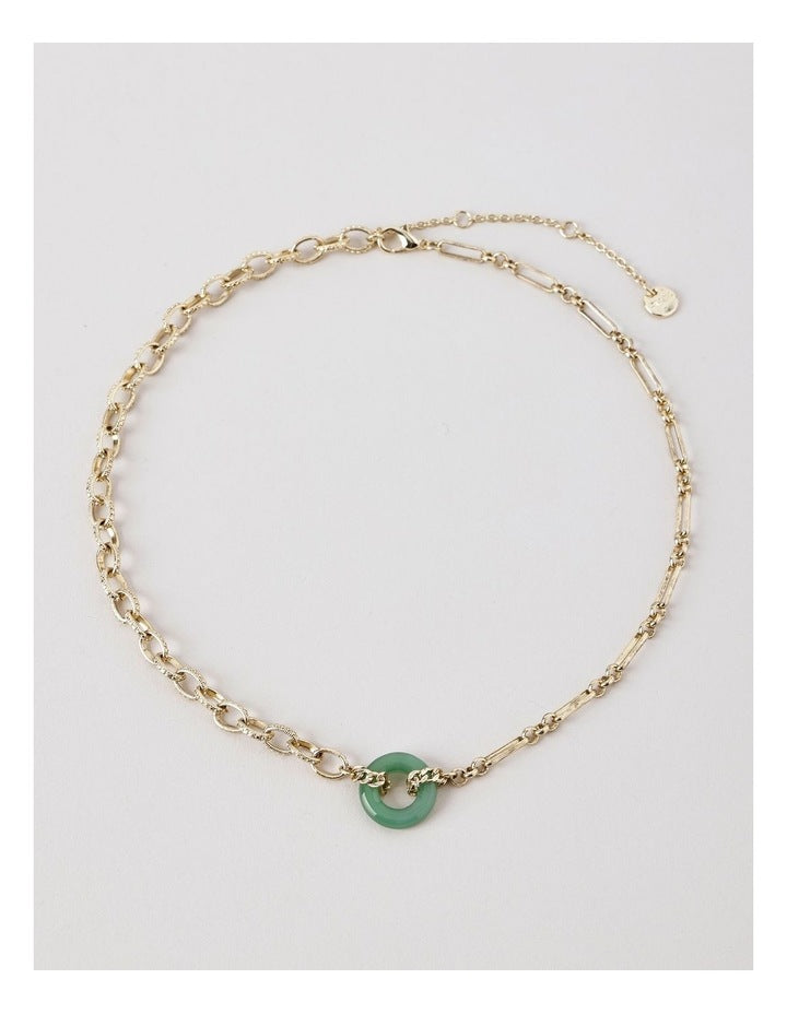 Donut Disc Necklace in Gold