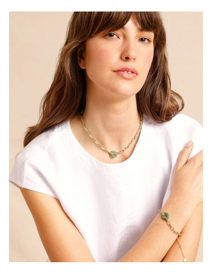 Donut Disc Necklace in Gold