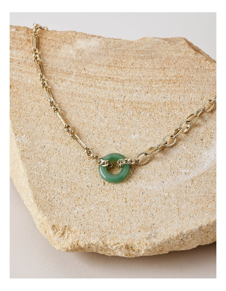 Donut Disc Necklace in Gold