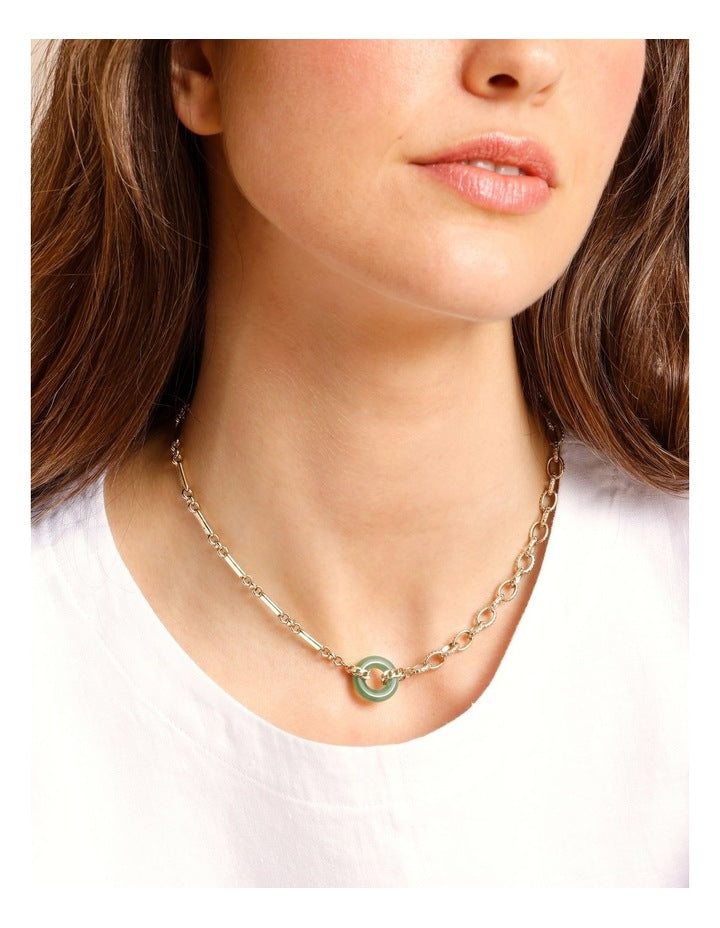 Donut Disc Necklace in Gold