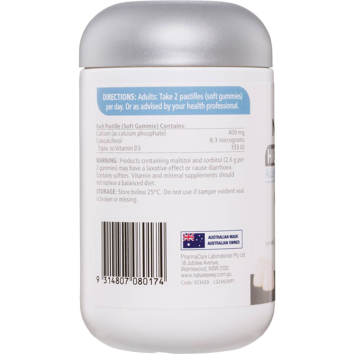 Natures Way High Strength Calcium + Vitamin D Adult Gummies 60 pack