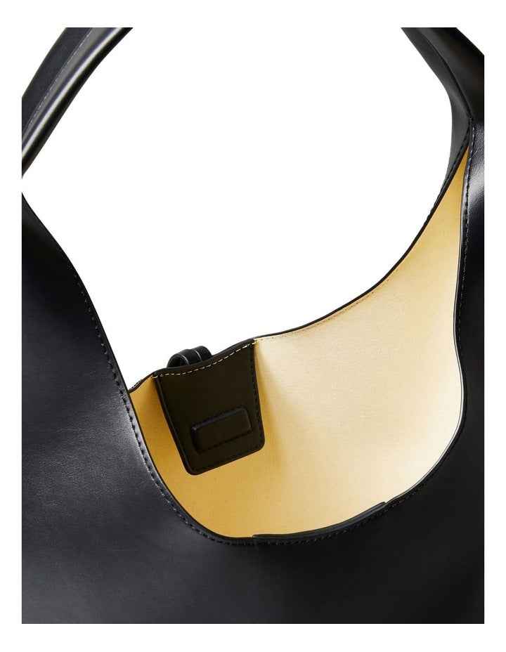 Stone Lock Slouchy Large Shoulder Bag in Black