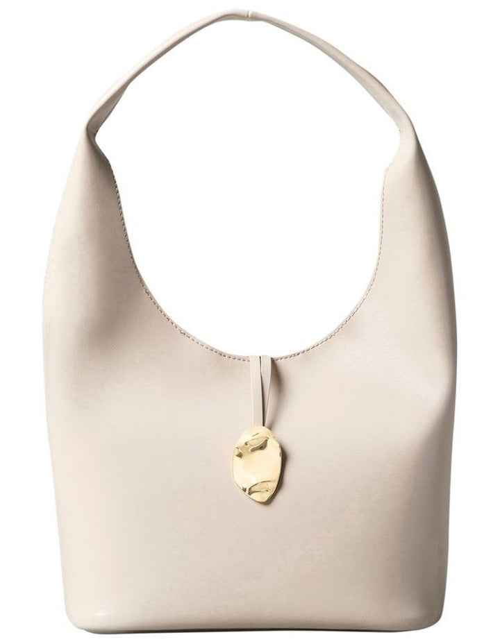 Stone Lock Slouchy Small Shoulder Bag in Brown