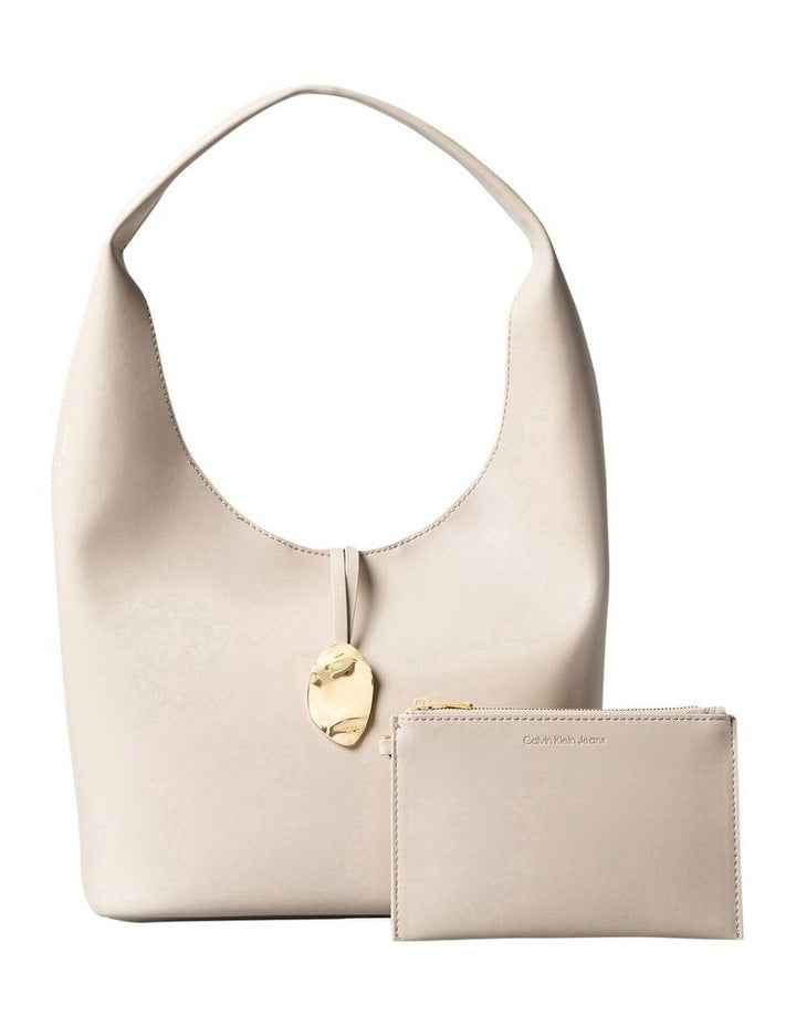 Stone Lock Slouchy Small Shoulder Bag in Brown