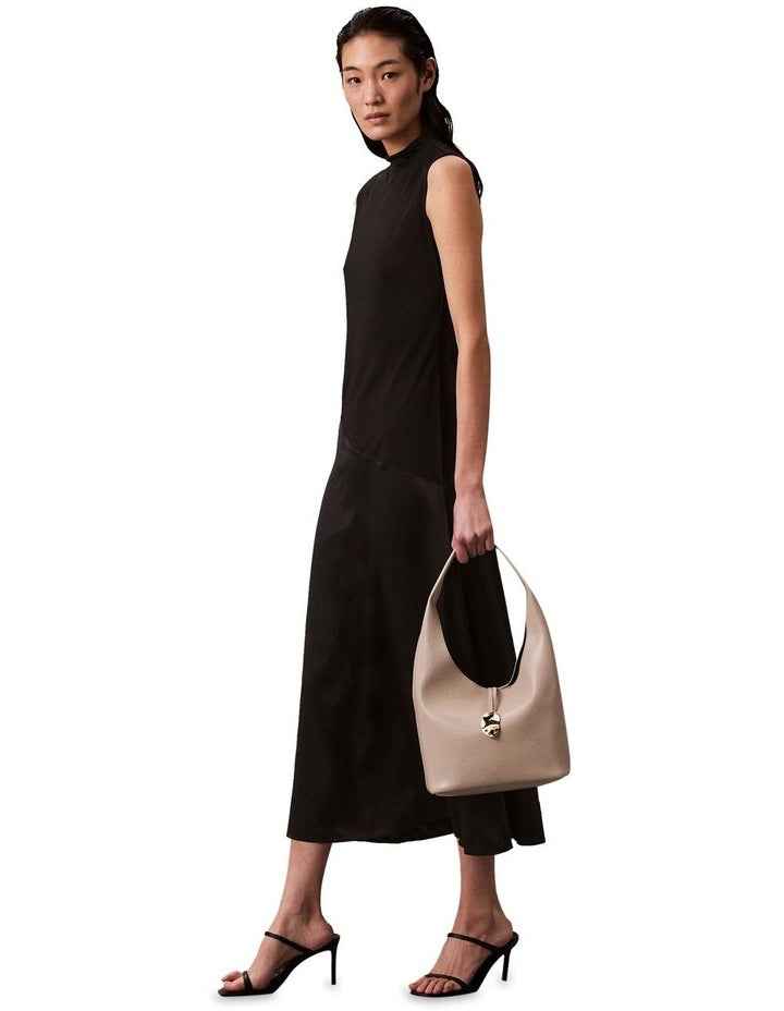 Stone Lock Slouchy Small Shoulder Bag in Brown