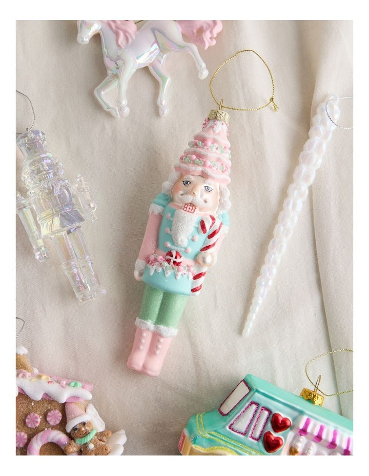 Nostalgia Christmas Glass Nutcracker Ornament 17cm in Multicolour
