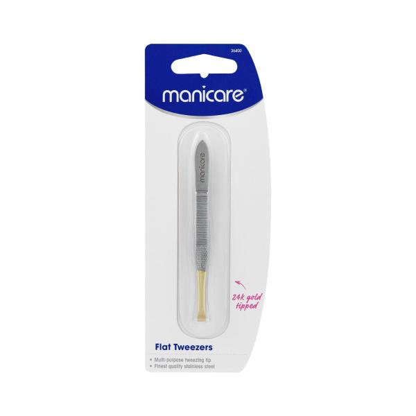 MANICARE TWEEZER FLAT GOLD TIP