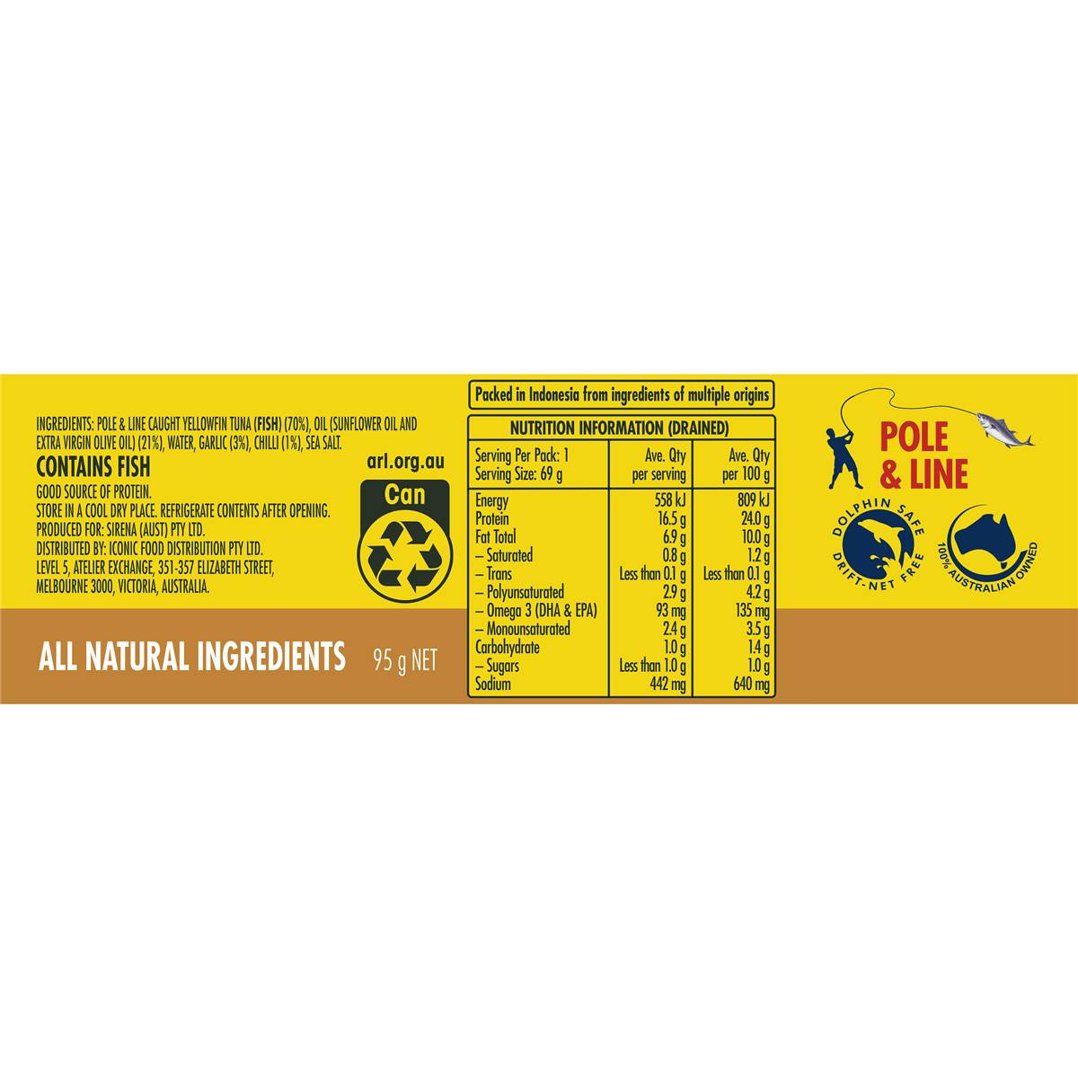 Sirena Tuna Garlic & Chilli In Oil 95g