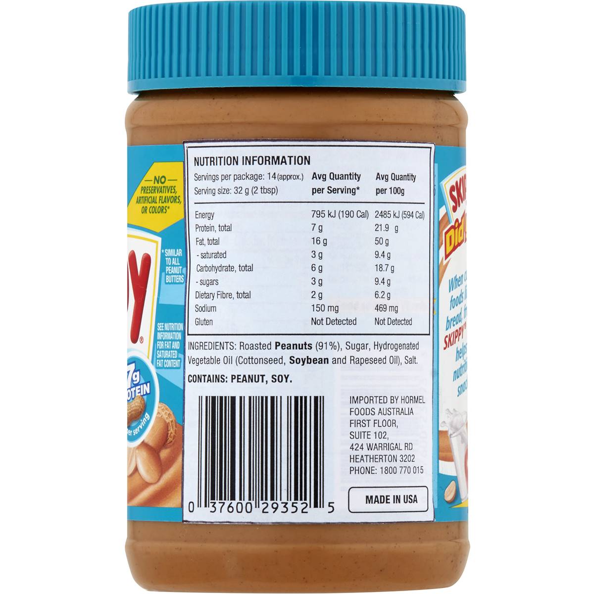 Skippy Creamy Peanut Butter 462g