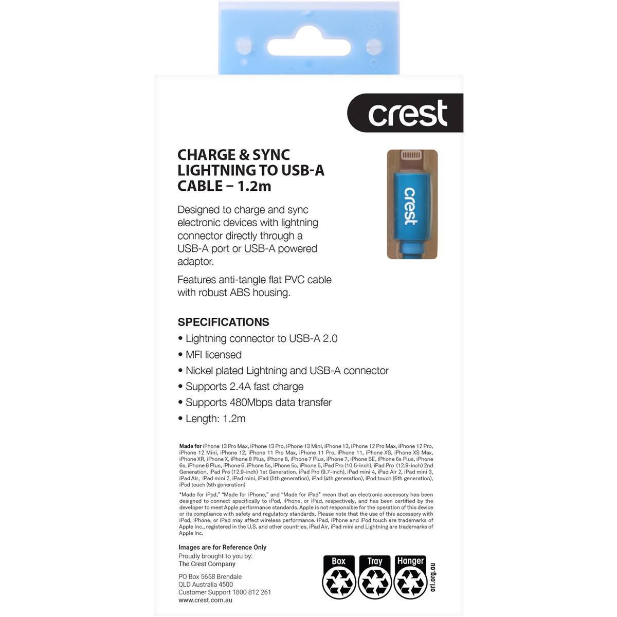 Crest Lightning To Usb-a Flat Cable 1 Pack