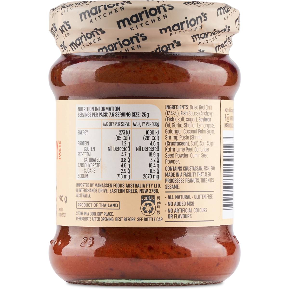 Marion's Kitchen Red Curry Paste 190g